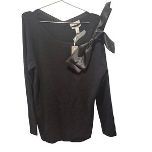 New Emerson Rose Silk Cashmere Black Knit Sweater Size XL Big Bow NWT